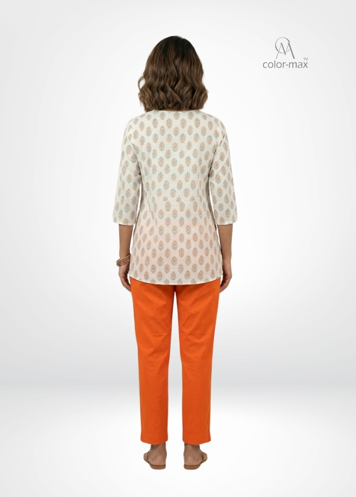 BRIGHT ORANGE - Premium Cotton Lycra Kurti Pants - Hover
